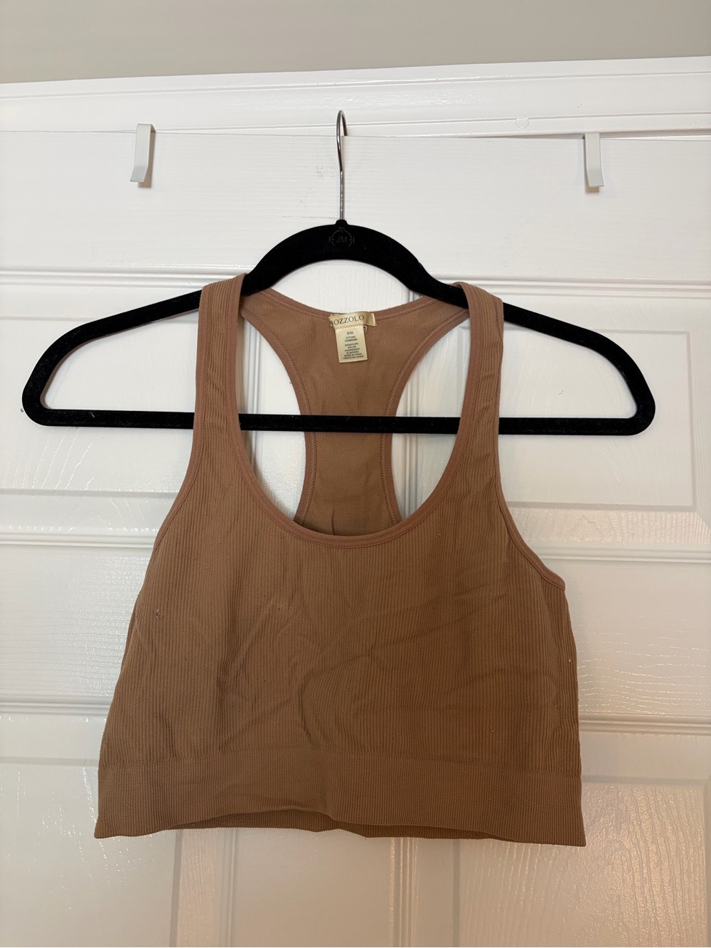 Bozzolo Ribbed Racerback Sports Bra - Taupe Brown